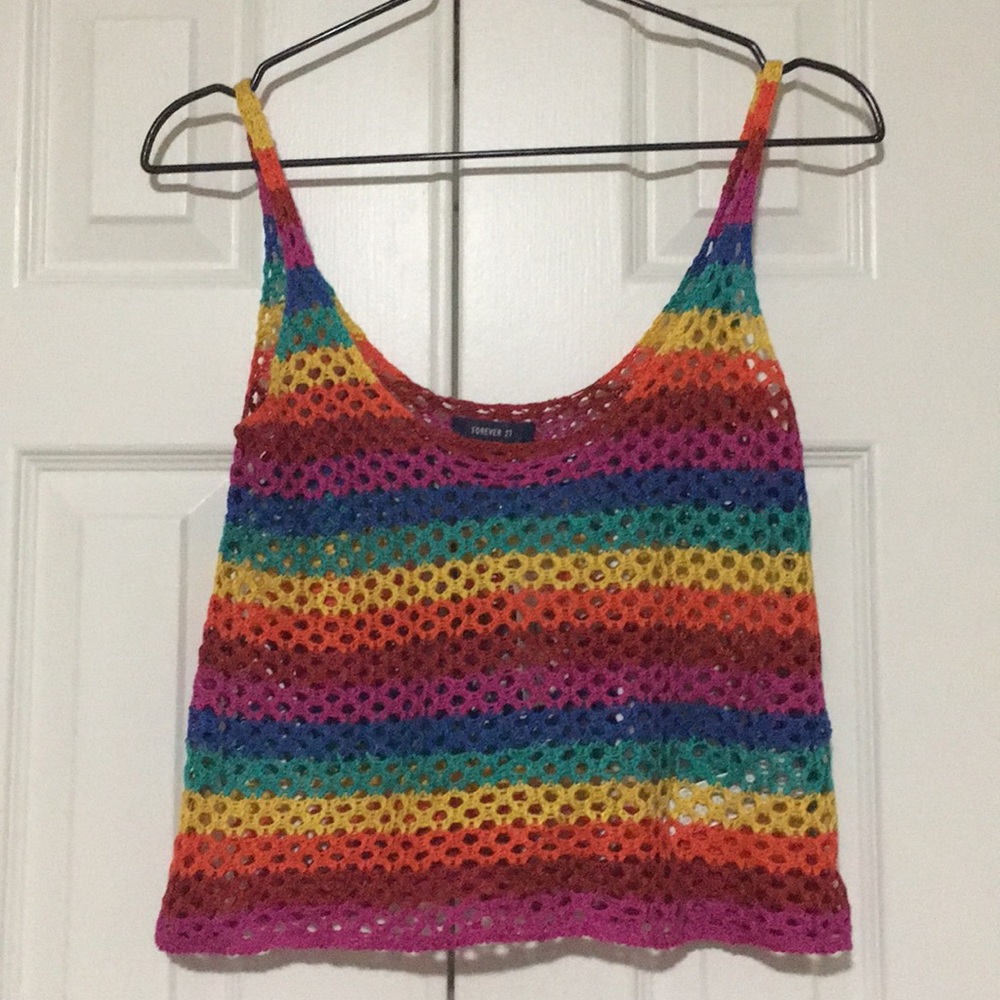 Rainbow crochet tank